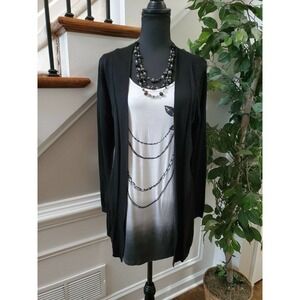 Apt.9 Women's Black & White Cotton Long Sleeve Scoop Neck Top Shirt